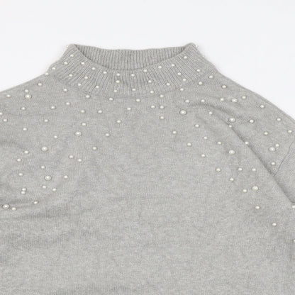 Body Flirt Womens Grey High Neck Polyester Pullover Jumper Size 8