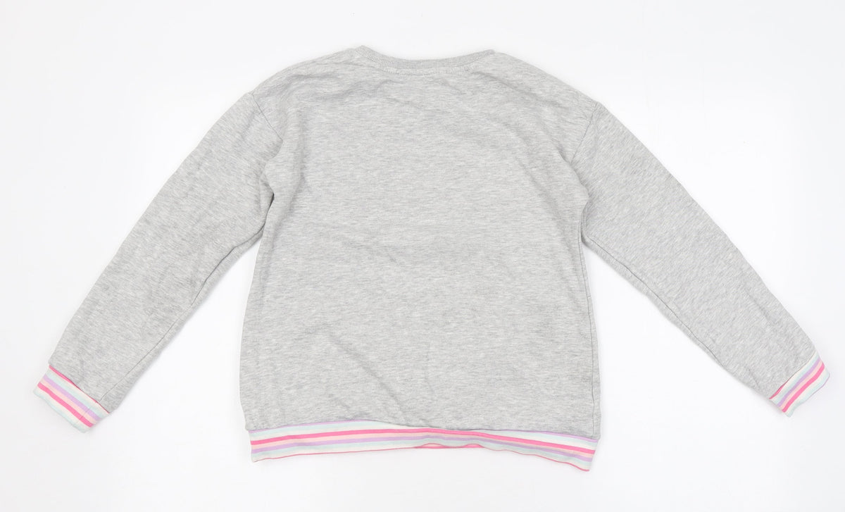 George Girls Grey Round Neck Polyester Pullover Jumper Size 10-11 Years Pullover - Nap Queen