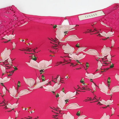 Womens UK Size M Oasis Pink Basic T-Shirt