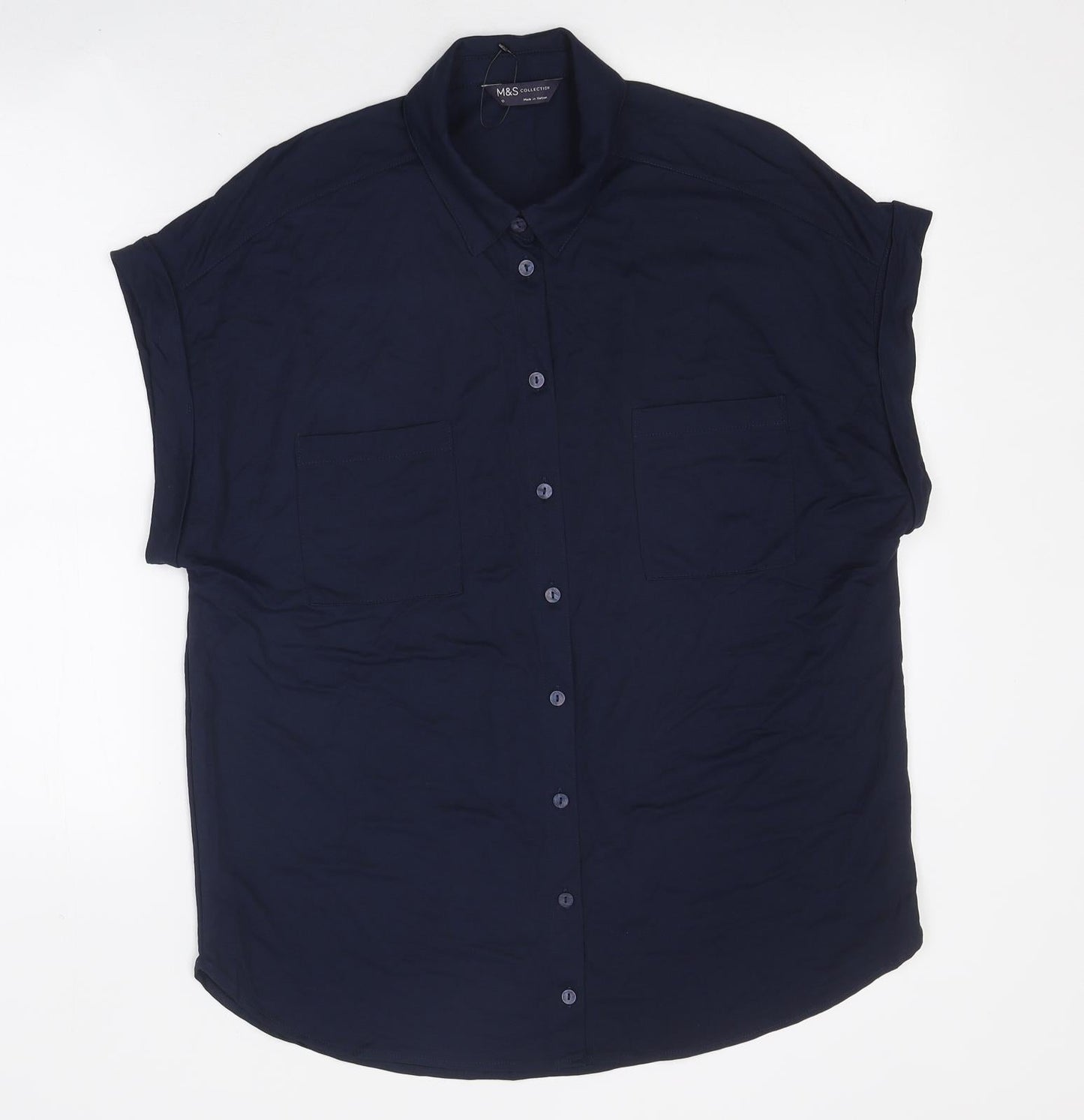 Womens UK Size 10 Marks and Spencer Blue Basic Button-Up