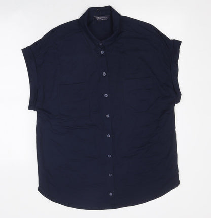 Womens UK Size 10 Marks and Spencer Blue Basic Button-Up