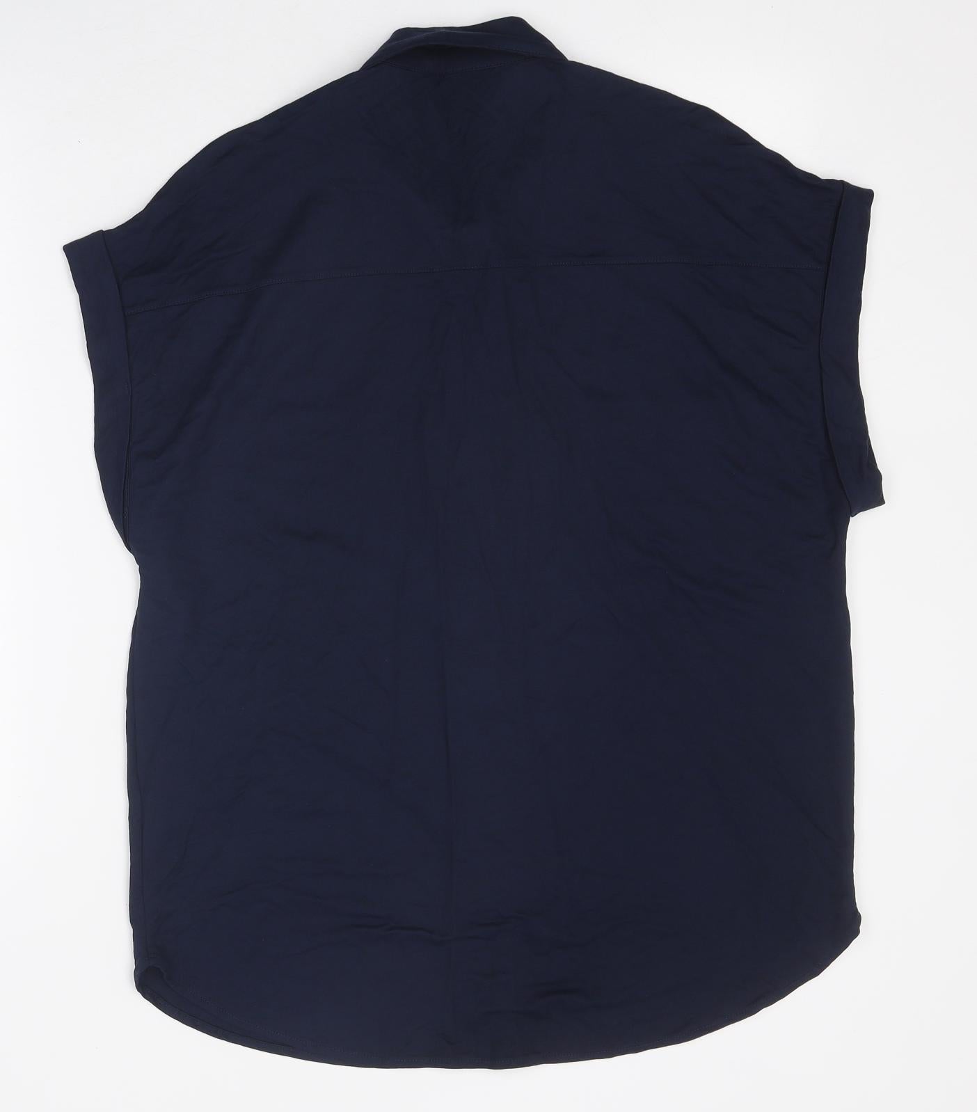 Womens UK Size 10 Marks and Spencer Blue Basic Button-Up