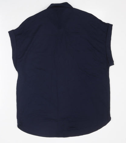 Womens UK Size 10 Marks and Spencer Blue Basic Button-Up