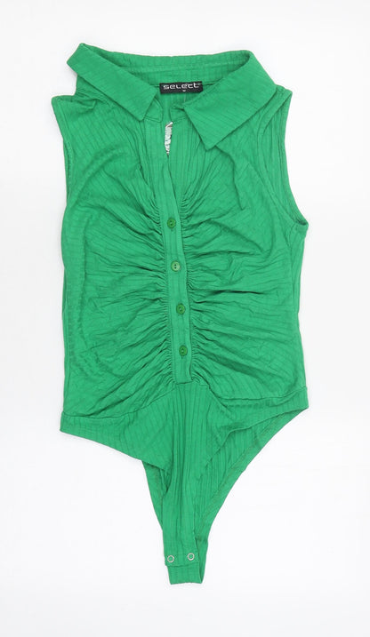 Select Womens Green Polyester Bodysuit One-Piece Size M Snap