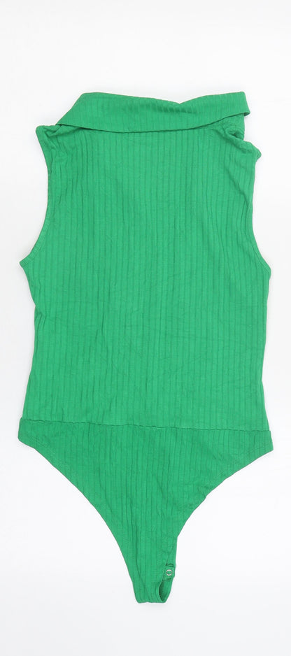 Select Womens Green Polyester Bodysuit One-Piece Size M Snap