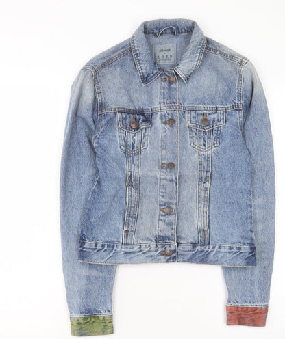 Denim & Co. Womens Blue Jacket Size 4 Button