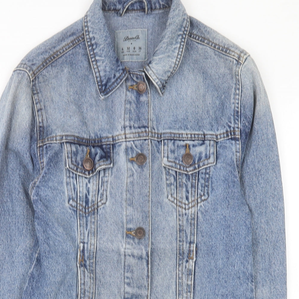 Denim & Co. Womens Blue Jacket Size 4 Button