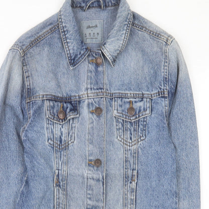 Denim & Co. Womens Blue Jacket Size 4 Button