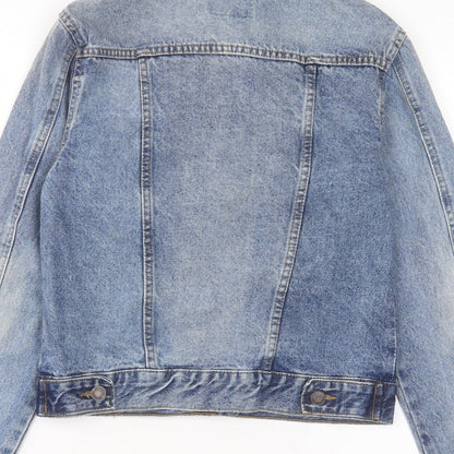 Denim & Co. Womens Blue Jacket Size 4 Button