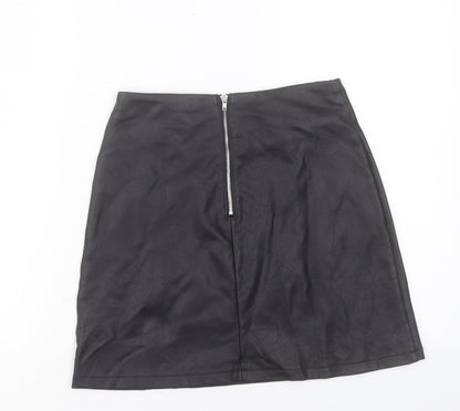 Primark Womens Black Polyurethane A-Line Skirt Size 8 Zip