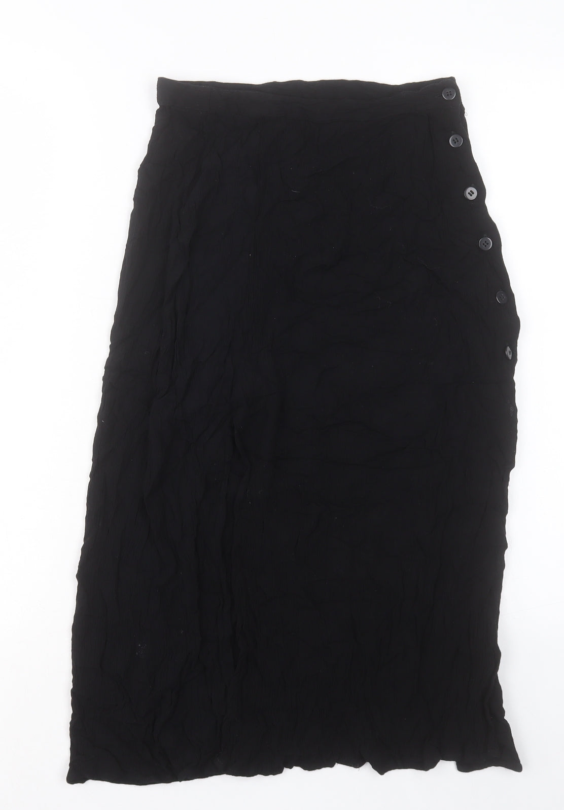 ASOS Womens Black Viscose A-Line Skirt Size 8 Button