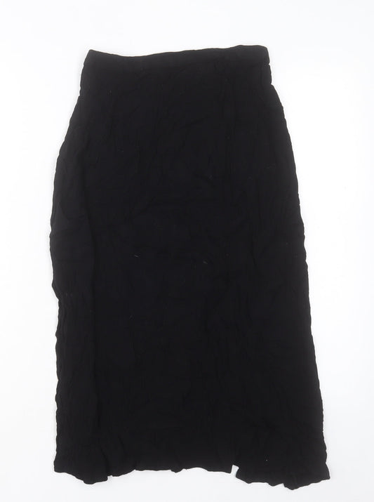 ASOS Womens Black Viscose A-Line Skirt Size 8 Button