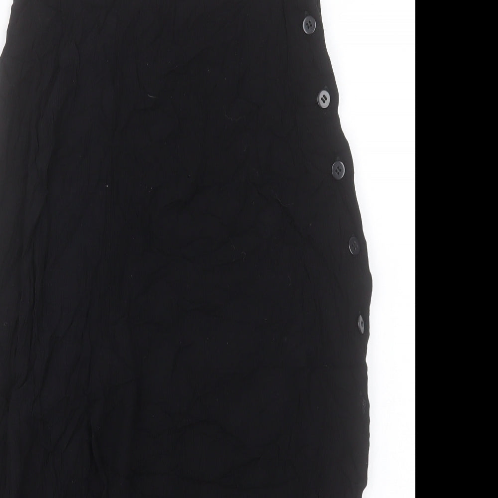 ASOS Womens Black Viscose A-Line Skirt Size 8 Button