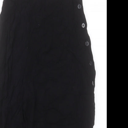 ASOS Womens Black Viscose A-Line Skirt Size 8 Button