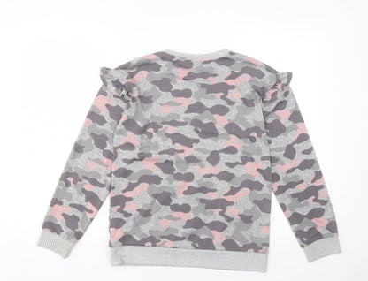 F&F Girls Pink Camouflage Polyester Basic Casual Size 12-13 Years Crew Neck Pullover