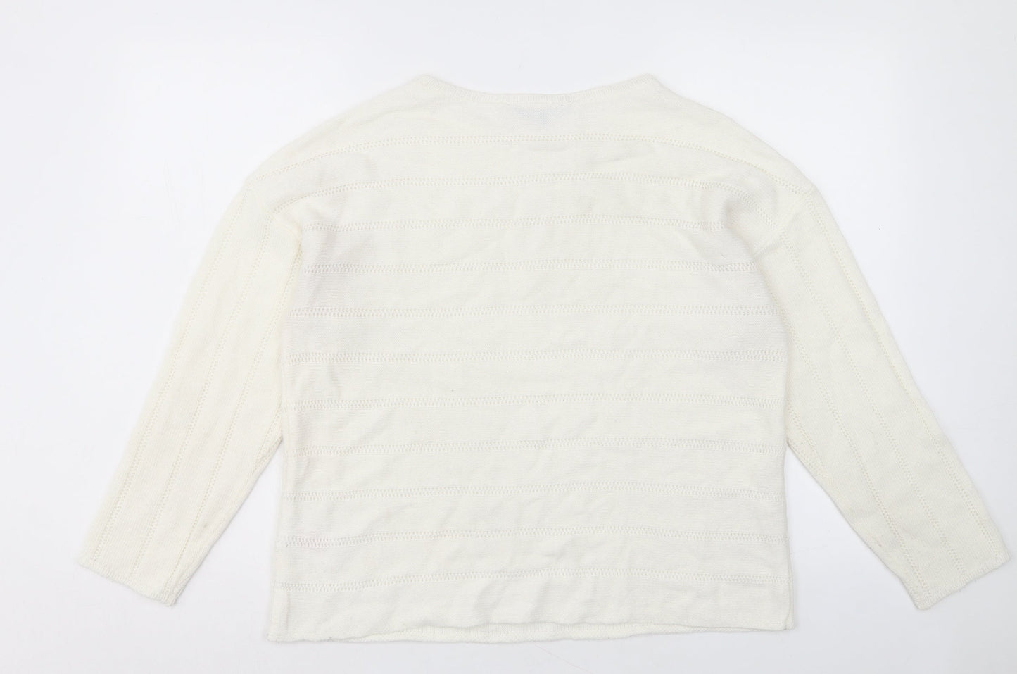 Womens UK Size M Peacocks Ivory Pullover Jumper