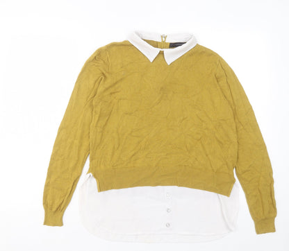 Atmosphere Womens Yellow Collared Viscose Pullover Jumper Size 14
