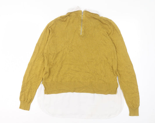 Atmosphere Womens Yellow Collared Viscose Pullover Jumper Size 14