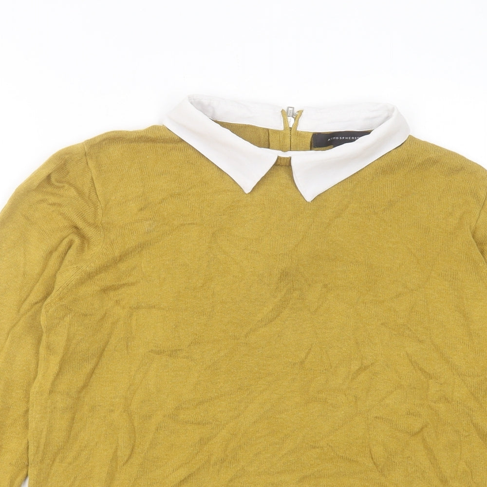 Atmosphere Womens Yellow Collared Viscose Pullover Jumper Size 14