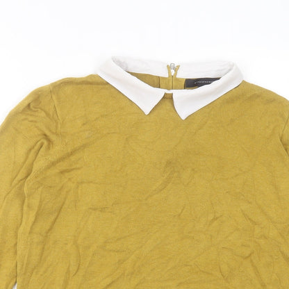 Atmosphere Womens Yellow Collared Viscose Pullover Jumper Size 14