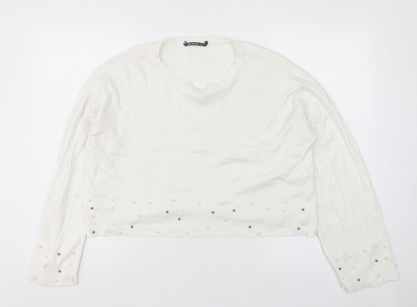 Womens UK Size S Stradivarius White Pullover Jumper