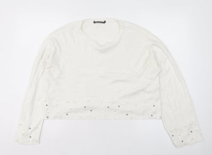 Womens UK Size S Stradivarius White Pullover Jumper