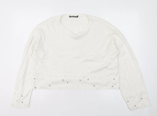 Womens UK Size S Stradivarius White Pullover Jumper