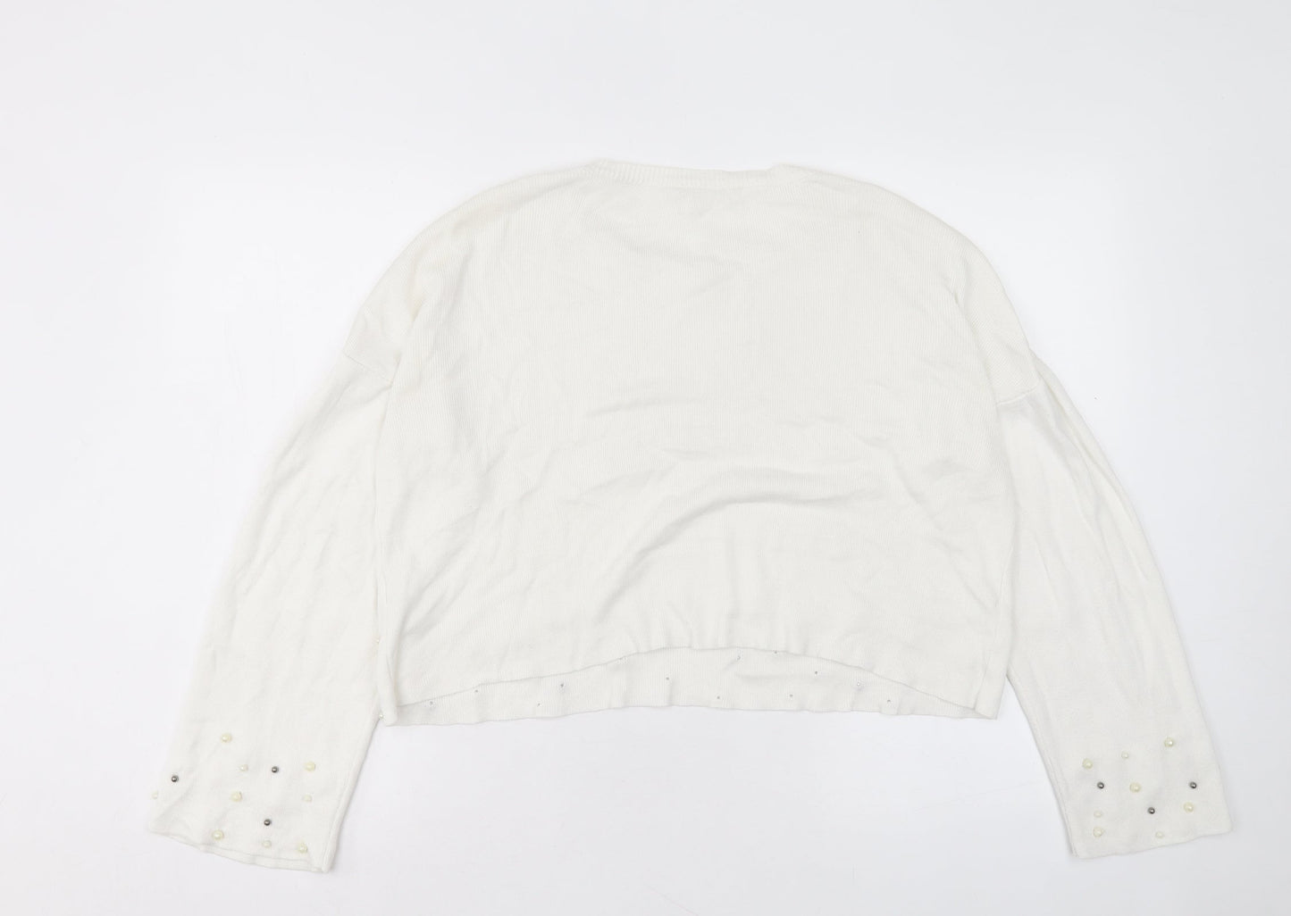 Womens UK Size S Stradivarius White Pullover Jumper