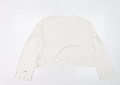 Womens UK Size S Stradivarius White Pullover Jumper