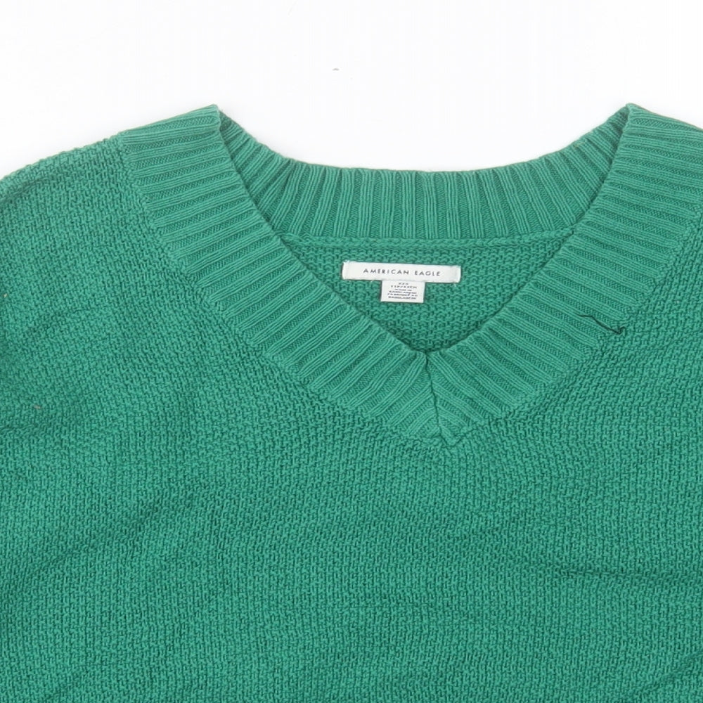 Womens UK Size 2XS American Eagle Green Pullover Jumper