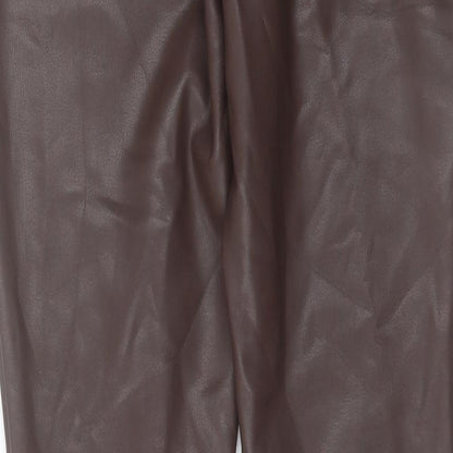 TU Womens Brown Polyurethane Trousers Size 12 L29 in Regular