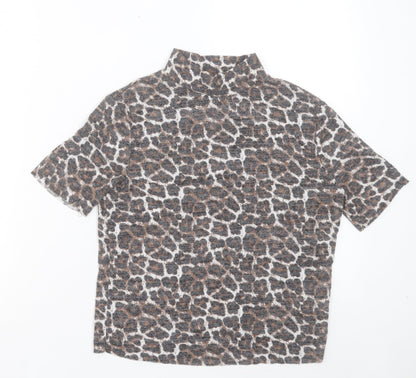 Womens UK Size S Zara Brown Cropped T-Shirt