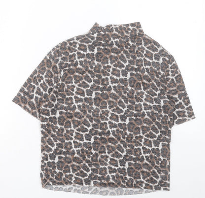 Womens UK Size S Zara Brown Cropped T-Shirt