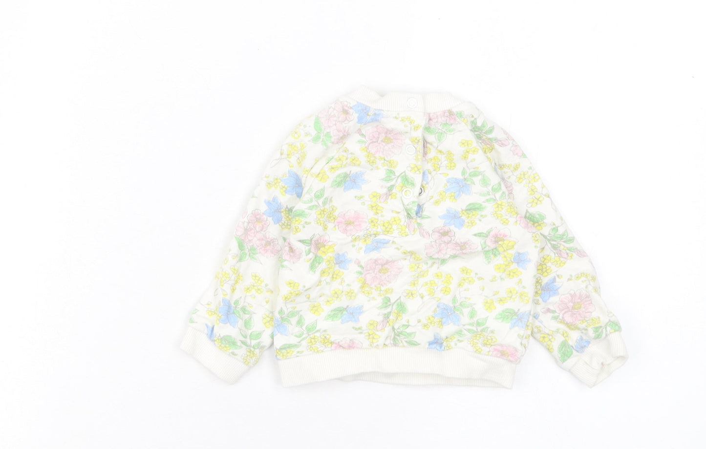 M&Co Girls Multicoloured Floral Cotton Basic Casual Size 3-6 Months Crew Neck Button