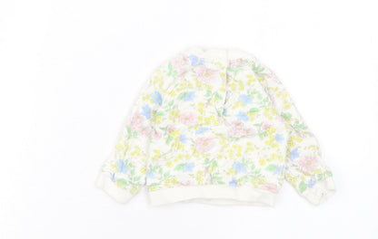 M&Co Girls Multicoloured Floral Cotton Basic Casual Size 3-6 Months Crew Neck Button