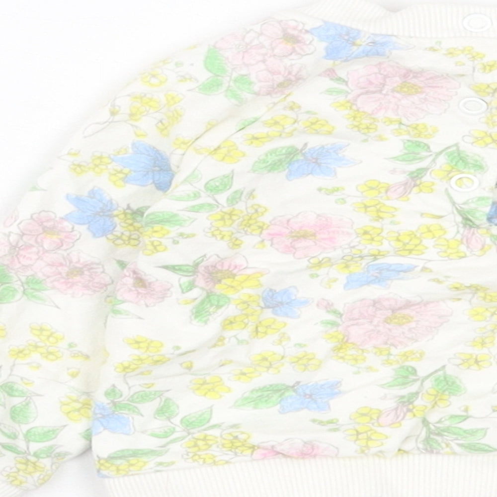 M&Co Girls Multicoloured Floral Cotton Basic Casual Size 3-6 Months Crew Neck Button
