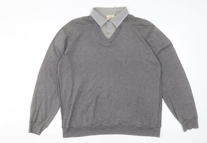 NEXT Mens Grey Collared Cotton Pullover Jumper Size XL