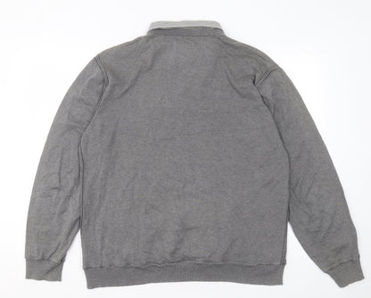 NEXT Mens Grey Collared Cotton Pullover Jumper Size XL