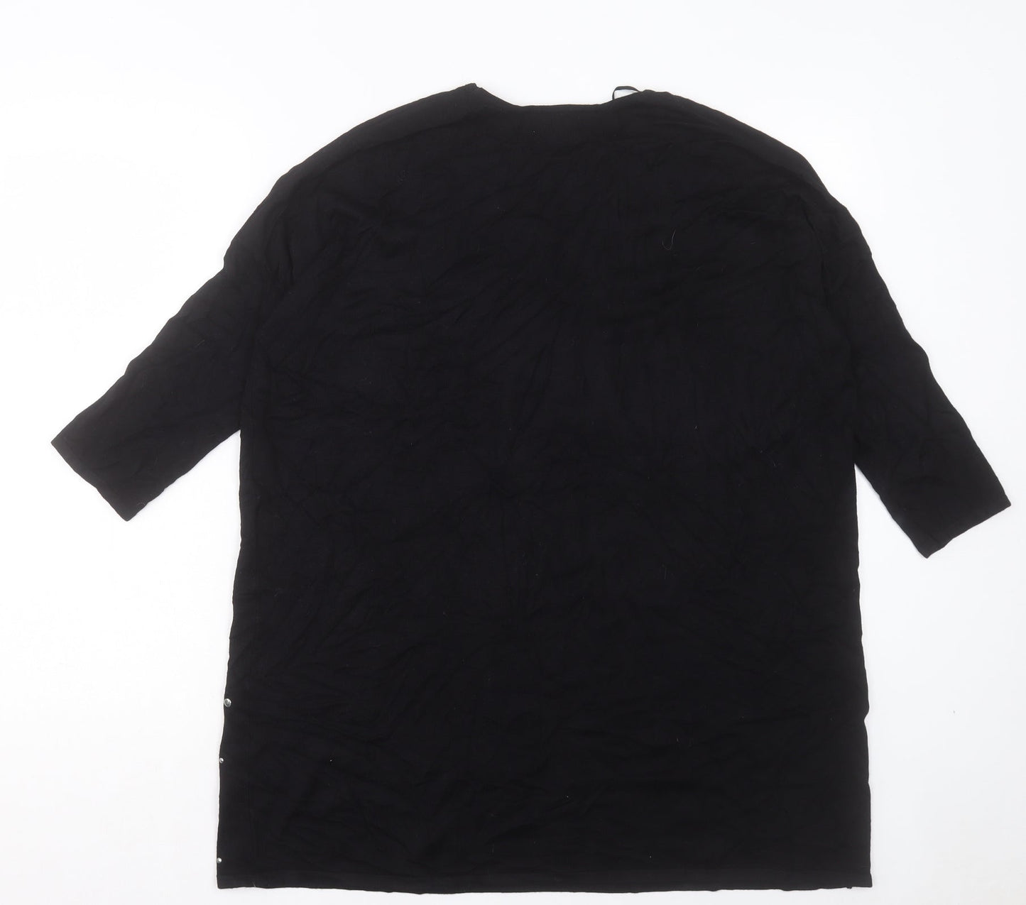 Matalan Womens Black Viscose Jumper Dress Size 12 Crew Neck Pullover