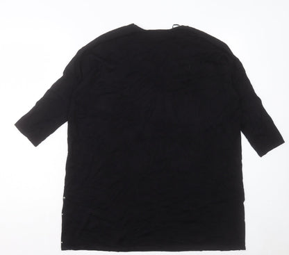 Matalan Womens Black Viscose Jumper Dress Size 12 Crew Neck Pullover