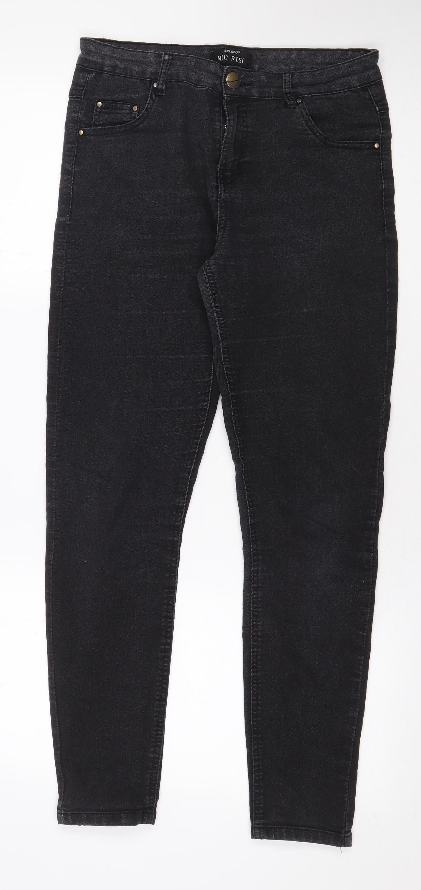 Select Womens Black Cotton Skinny Jeans Size 10 L27 in Regular Zip