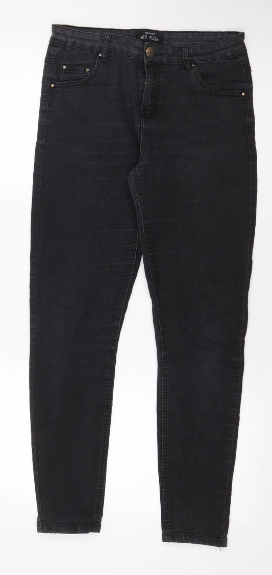 Select Womens Black Cotton Skinny Jeans Size 10 L27 in Regular Zip