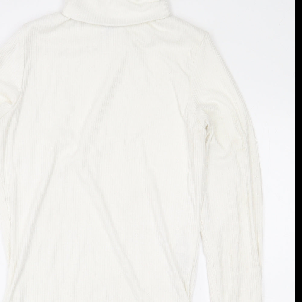 New Look Womens White Polyester Bodysuit One-Piece Size 12 Snap - Ribbed