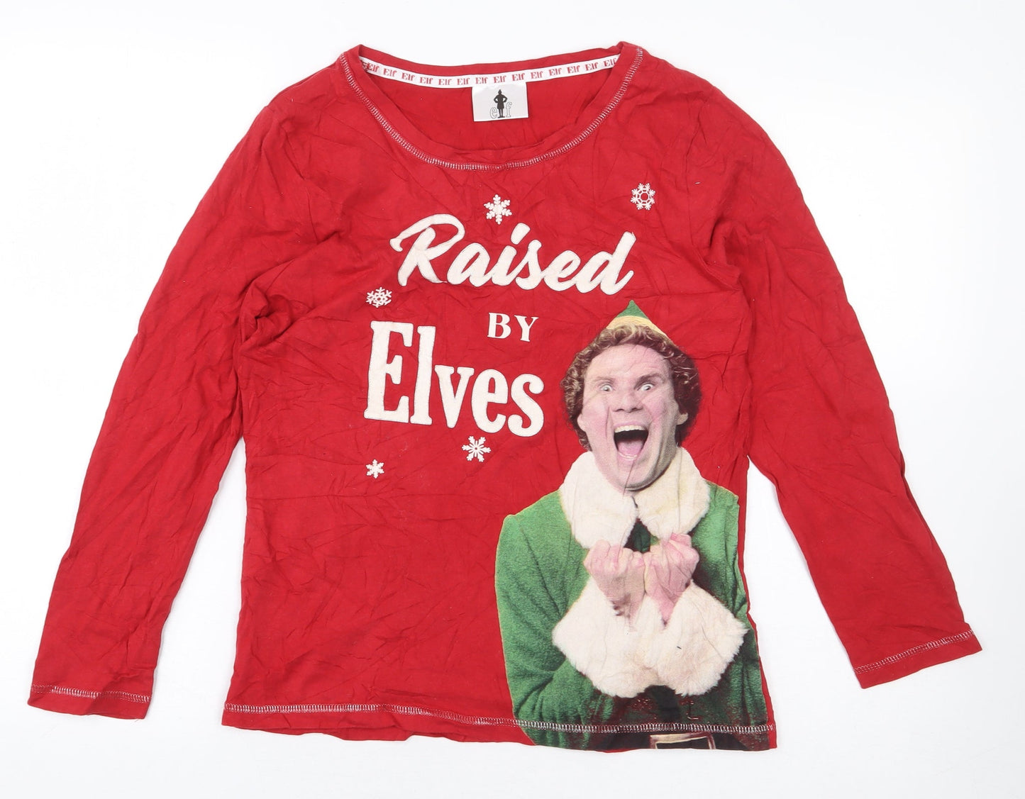 TU Womens Red 100% Cotton Basic T-Shirt Size 8 Round Neck - Elf