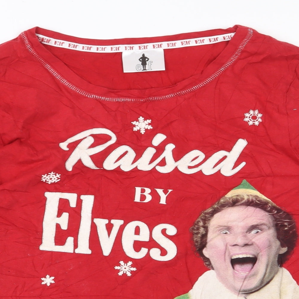 TU Womens Red 100% Cotton Basic T-Shirt Size 8 Round Neck - Elf