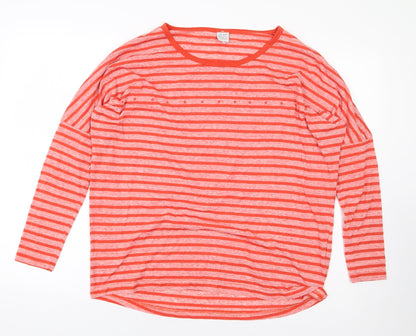 Karl Marc John Womens Red Striped Polyester Basic T-Shirt Size M Round Neck