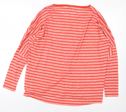 Karl Marc John Womens Red Striped Polyester Basic T-Shirt Size M Round Neck