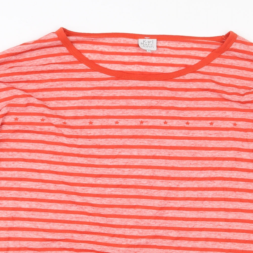Karl Marc John Womens Red Striped Polyester Basic T-Shirt Size M Round Neck