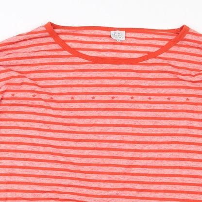 Karl Marc John Womens Red Striped Polyester Basic T-Shirt Size M Round Neck