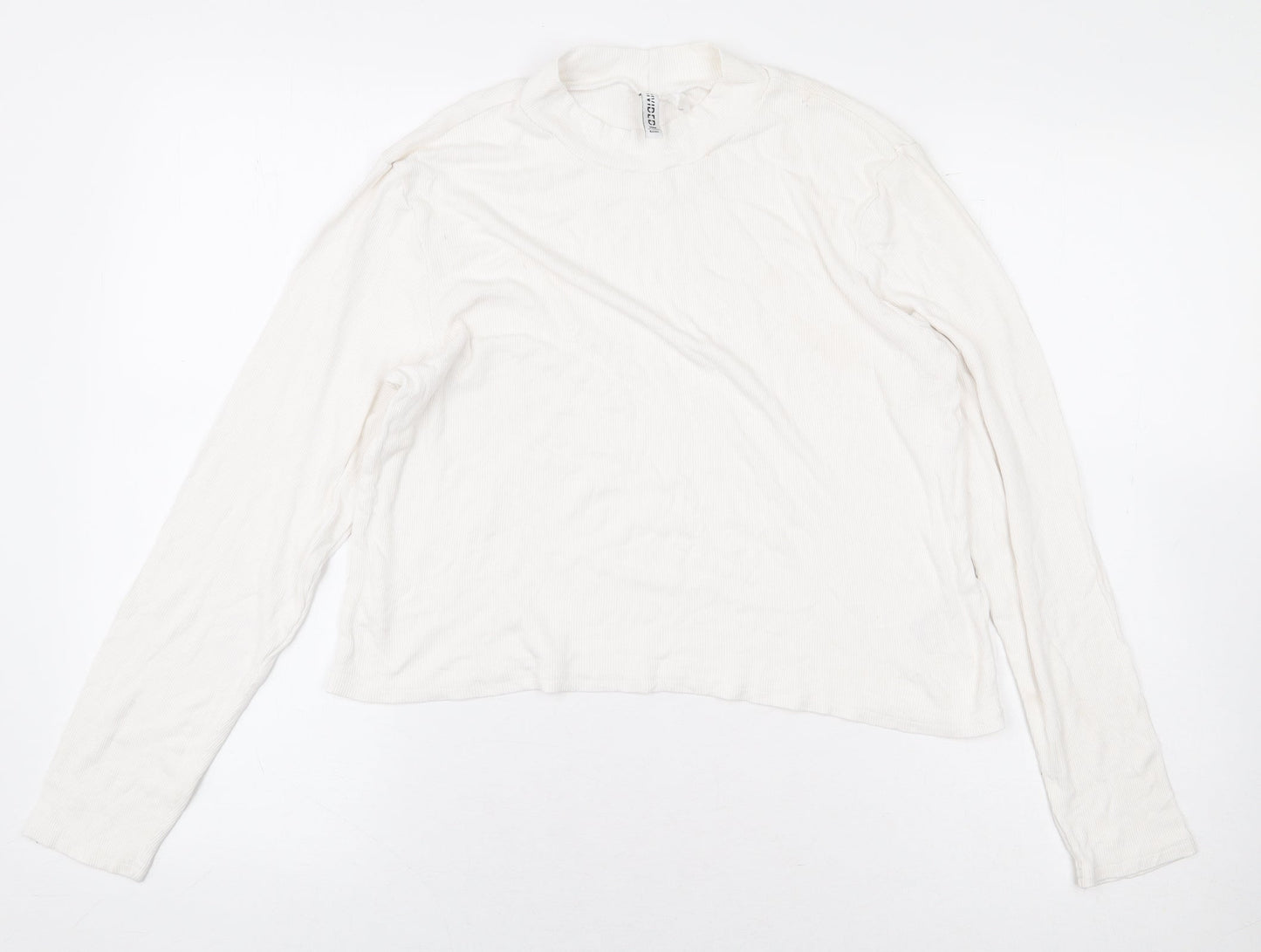 Womens UK Size XL H&M White Cropped T-Shirt